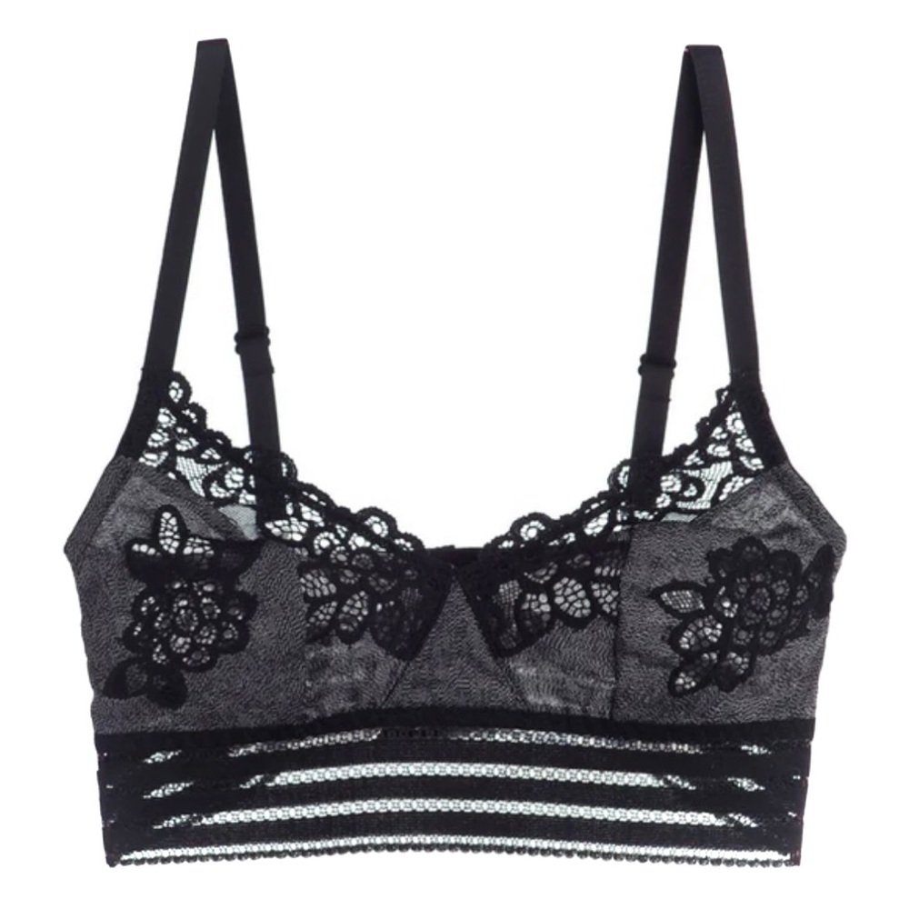 ELSE | S / 34B / 36B | Charlotte Soft Cup Charcoal Black Lace Bra Bralette NWOT